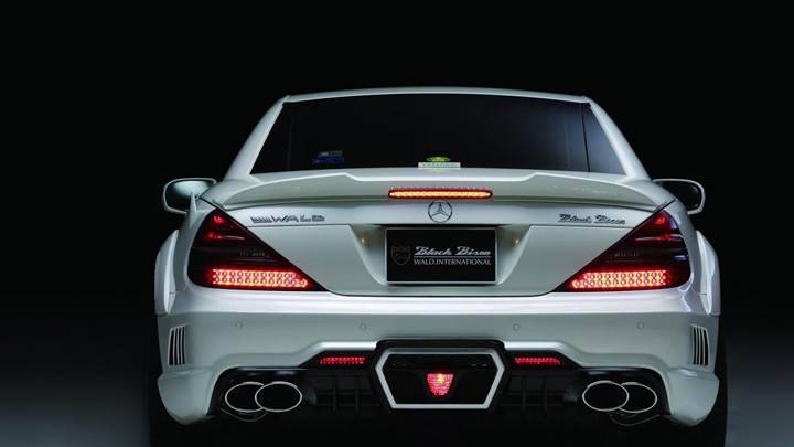 Back Pose Of Wald Mercedes-Benz R230 Black Bison Edition In White